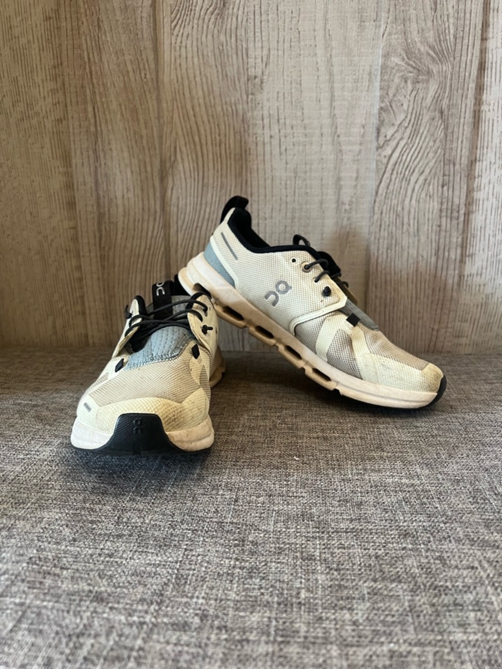 Kids Lightweight Cream and Black Sneakers by On Cloud